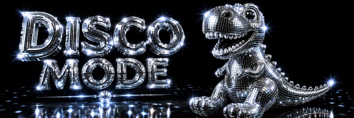 DISCO MODE banner with the disco T rex